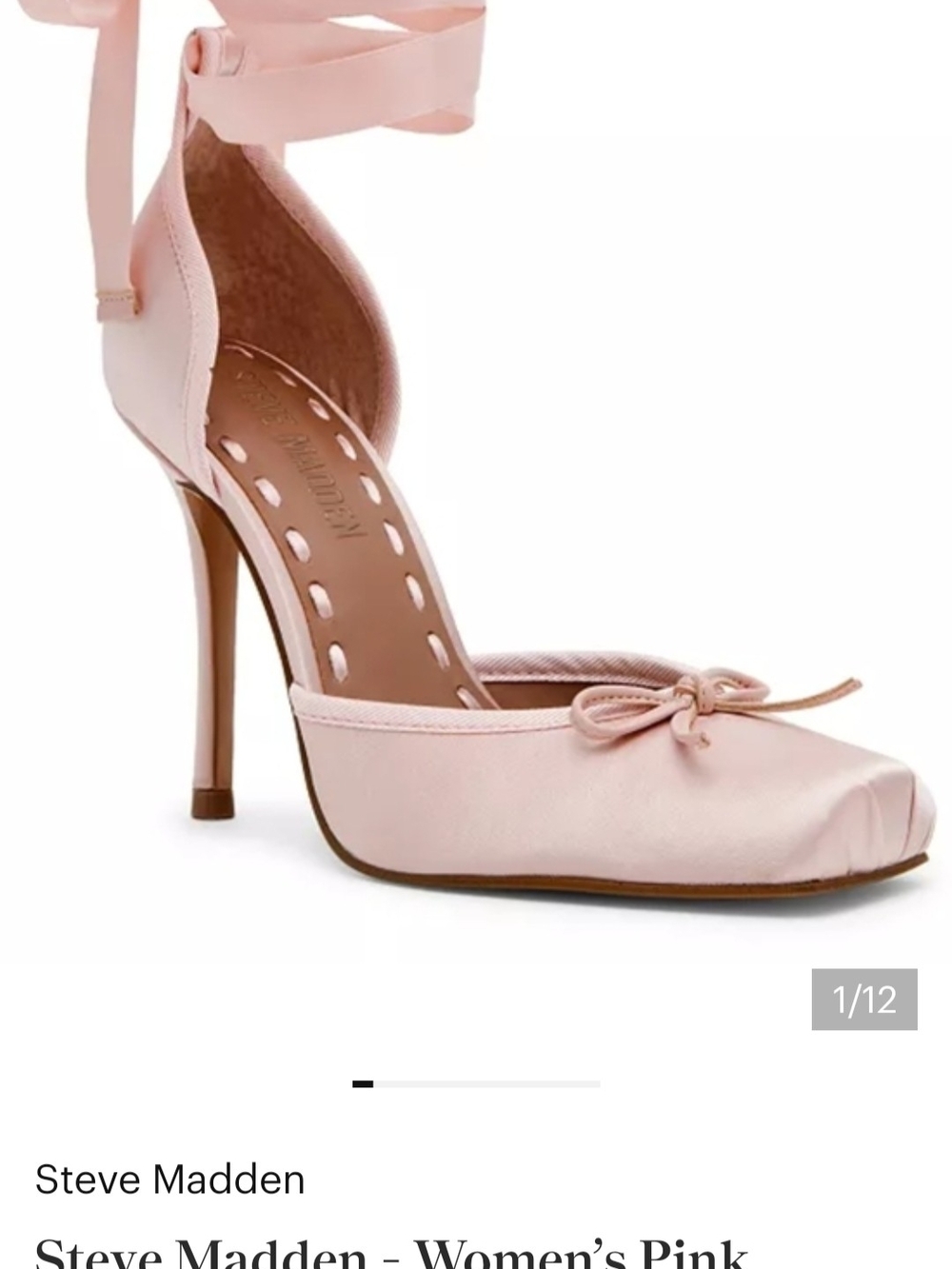 Steve Madden Pink Satin Ankle-Tie Larina Pump with Bow